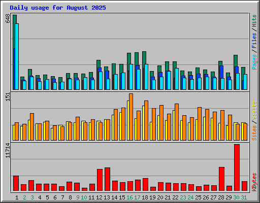 Daily usage for August 2025